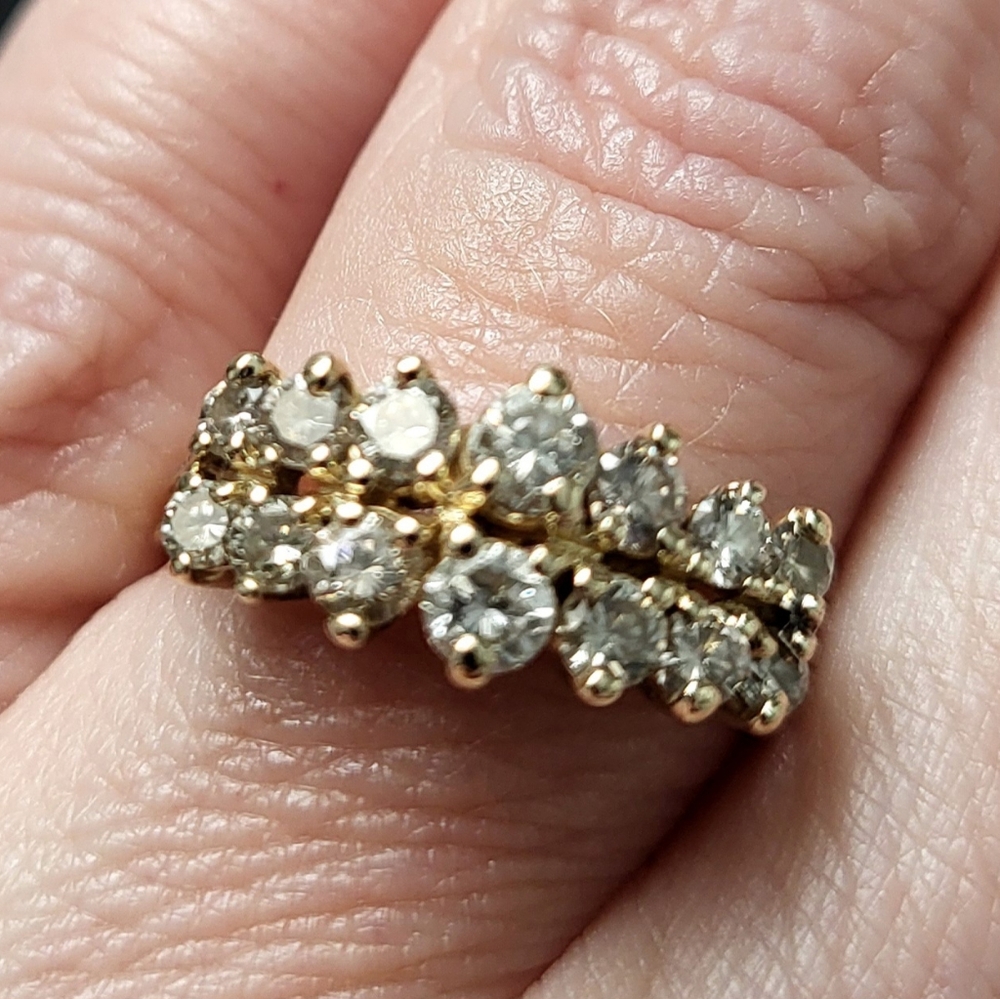 14k Yellow & White Gold Round Diamond Anniversary Band - Picture 9 of 16